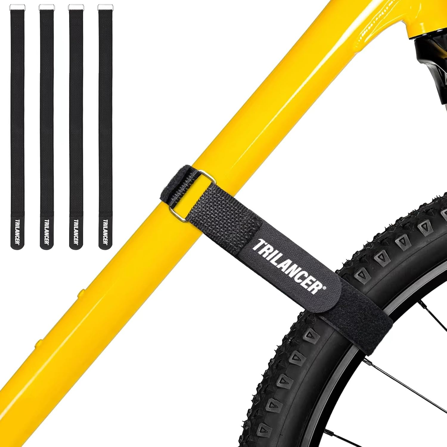 Bike Rack Straps, 4-Pack Adjustable Bike Wheel Stabilizer Strap with Hook and Loop for Car and Wall Mount, for Transportation and Storage (65 cm x 3.8 cm)