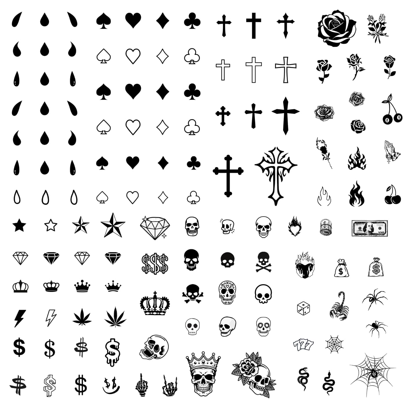 Finger and Face Temporary Tattoos - Chicano Cholo Chola Finger Tattoos