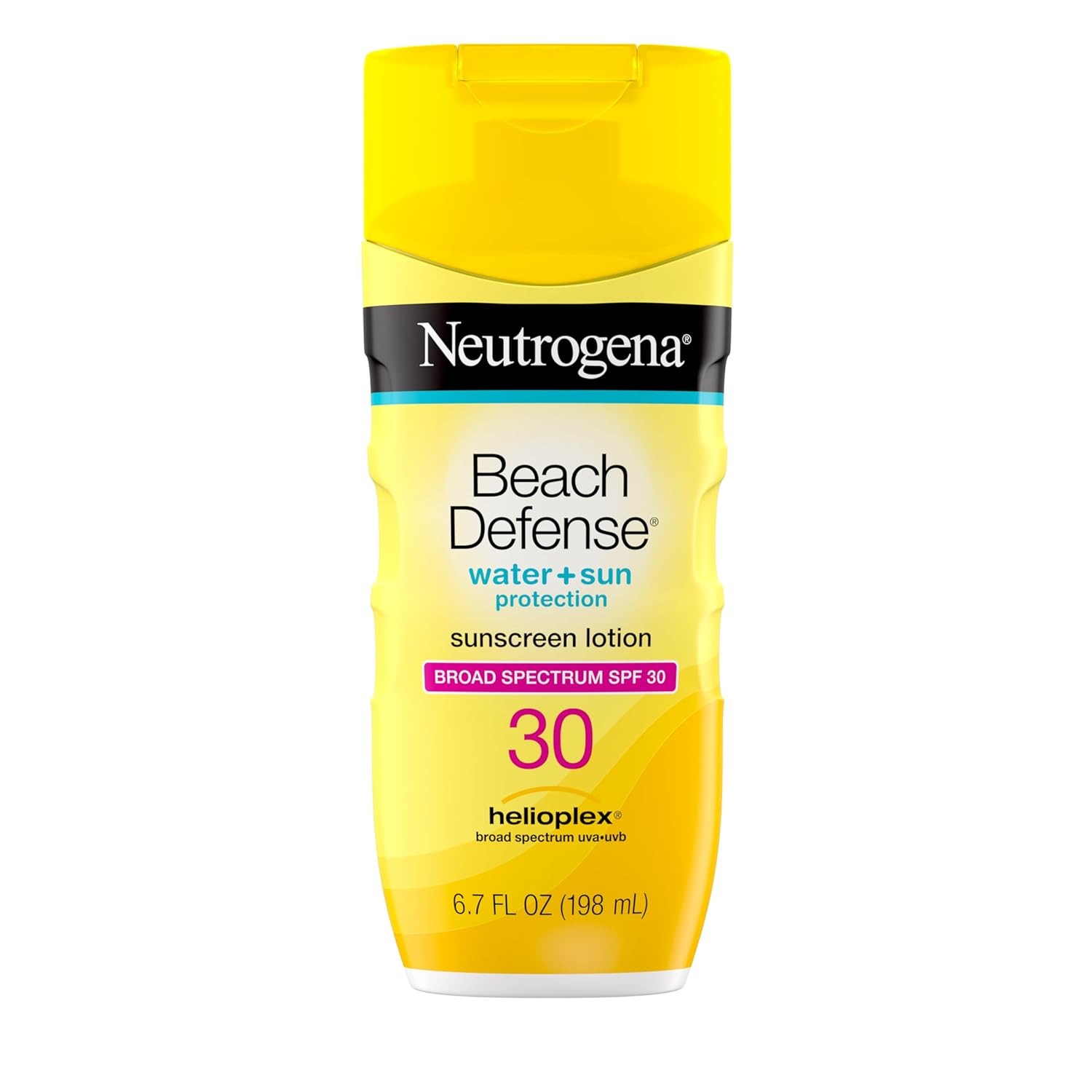 Neutrogena Sunscreen Lotion Beach Defense SPF 30, 6.7 Fl Oz, Face and Body Sunscreen, Oil Free, Fast Absorbing, Oxybenzone Free Sun Care