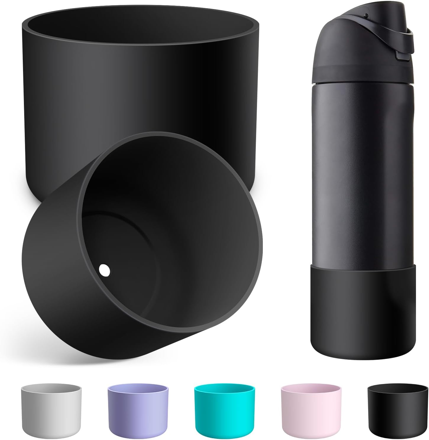 2PCS Silicone Water Bottle Boot for Owala 24Oz 32Oz 40Oz, Anti-Slip Protective Sleeve Bottom Bumper Protector for Freesip, Twist, and Flip Stainless Steel Water Bottles