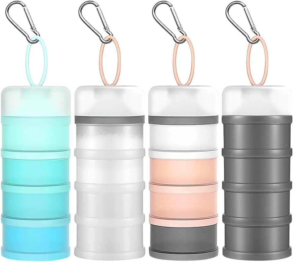 4 Pack Protein Powder Box, Foldable Dispenser, Layered Portable Snack Box, Can Be Used to Store Fruits, Candies, Small Cookies, Coffee Beans, Etc., Suitable for Workout, Fitness, Camping, Travel