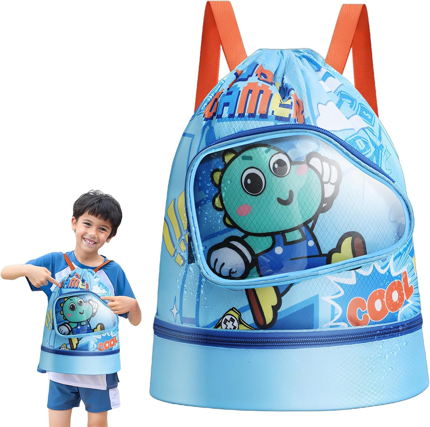 Kids swimming bag Waterproof wet and dry storage backpack Adjustable shoulder... - Picture 2 of 16