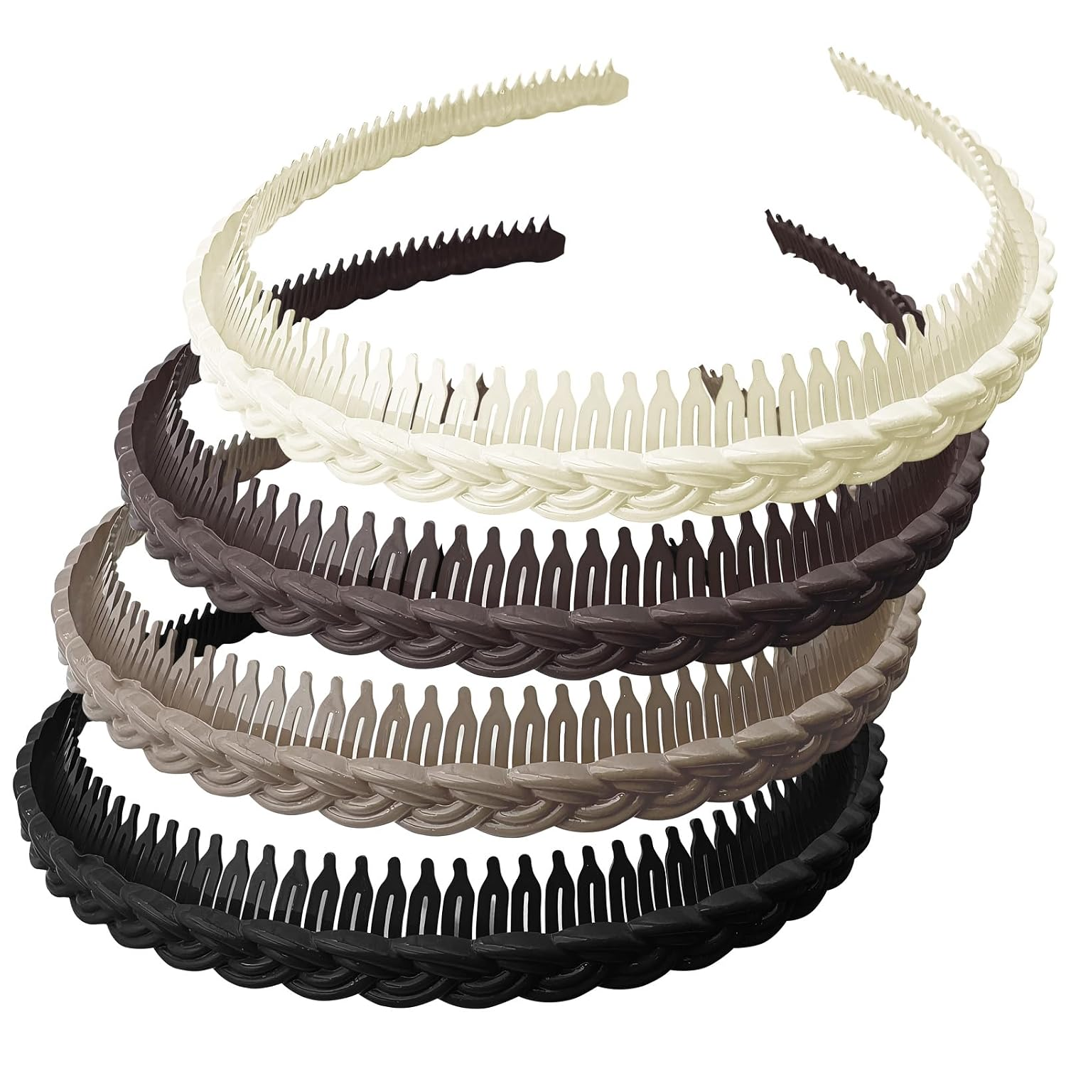 Wheat Ear Style Anti-Slip Headbands for Women - 4 Pack Fashion Accessories