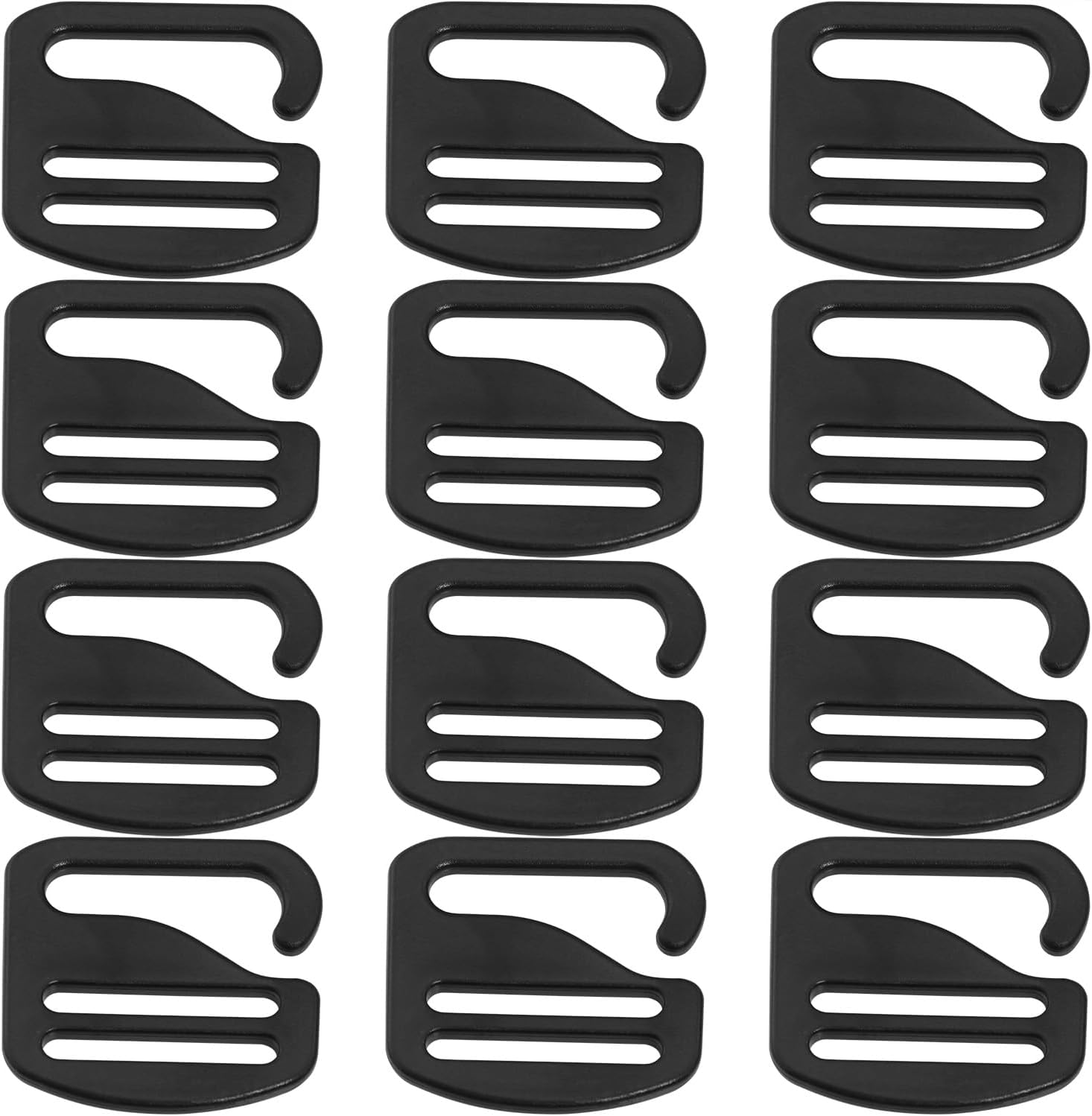 G Hook 12PCS 26Mm / 1Inch Black G-Hook Wave Buckles Backpack Strap Belt Hardware Outdoor Webbing Buckle Clips Adjustable Buckles for Backpack Luggage Strap Webbing