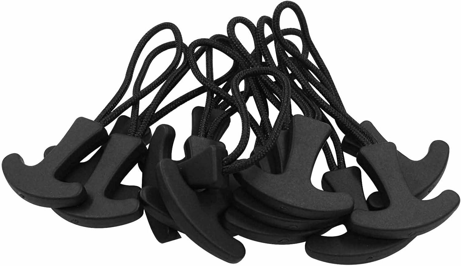 20Pcs T-Shaped Zipper Pulls, Black Nylon & Plastic, TY202411271010, Zipper Pull