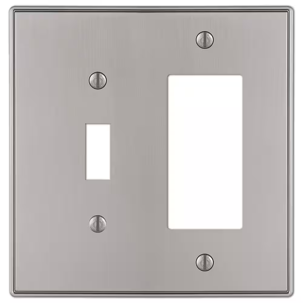 Ansley 2 Gang 1-Toggle and 1-Rocker Metal Wall Plate - Brushed Nickel