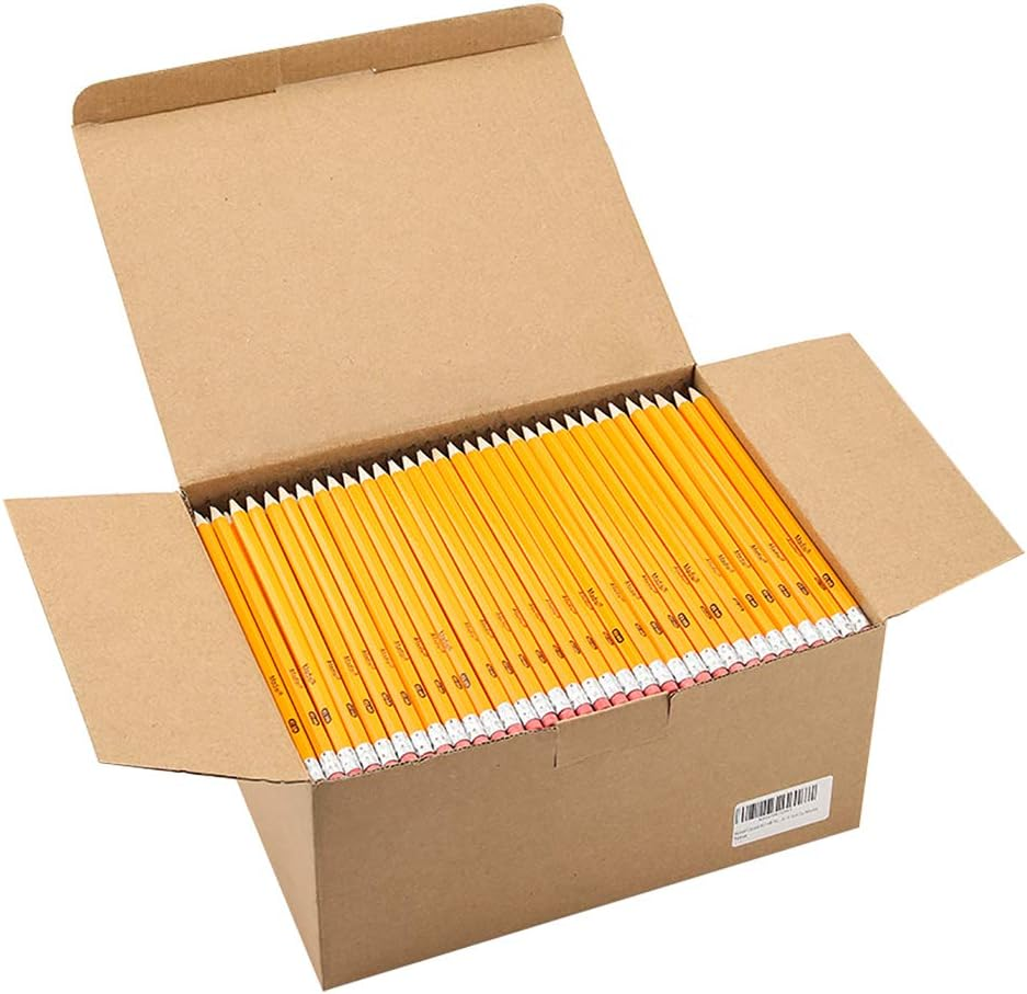 Madisi Wood-Cased #2 HB Pencils, Yellow, Pre-Sharpened, Bulk Pack, 576 Pencils in Box