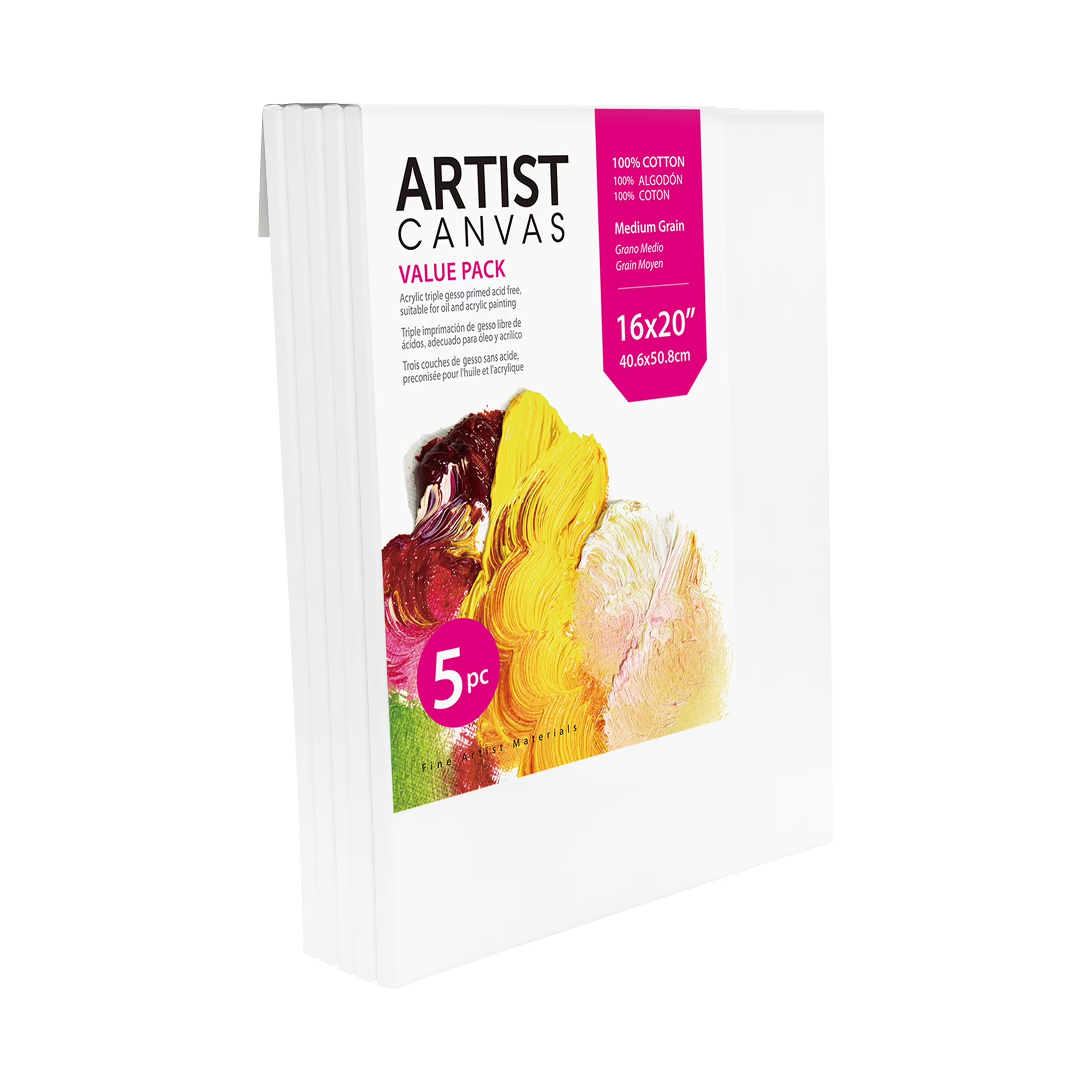 Studio Stretched Canvas, 100% Cotton Acid Free White Canvas, 16