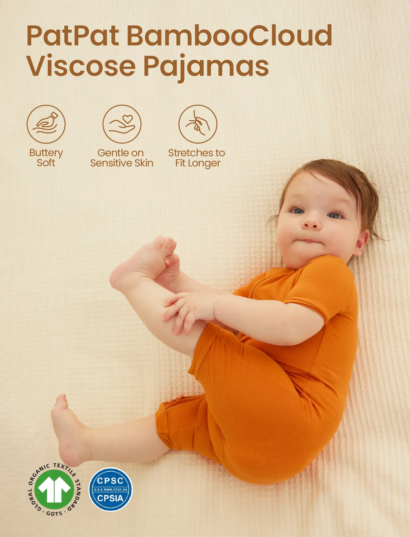 Bamboo Baby Boy / Girl 2-Way Zip Onesies anti Slip Childlike Food Pattern Bamboo Sleepwear (Snug-Fitting) Orange