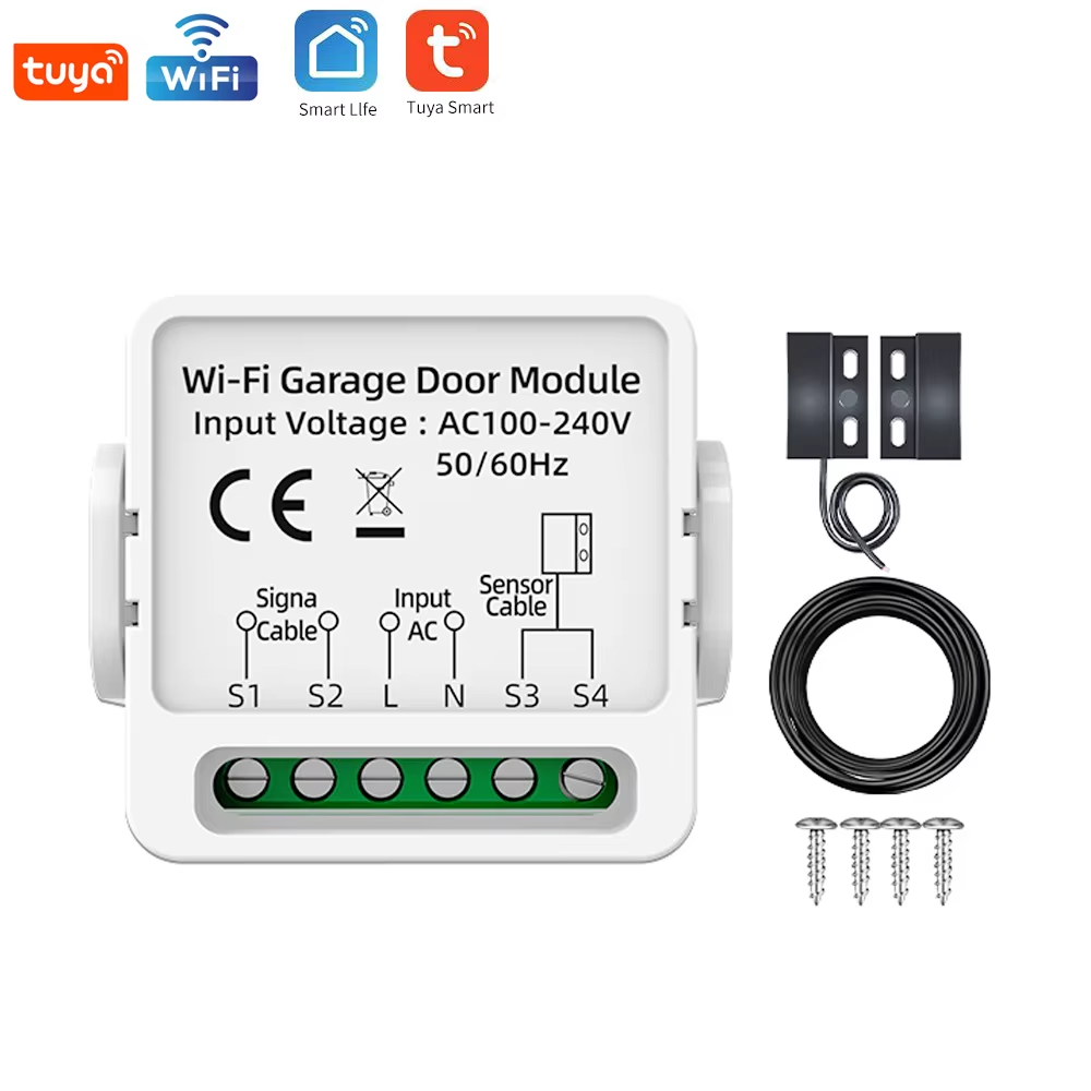 Tuya Smart Garage Door Opener WiFi Gate Door Controllor Works with Alexa Google Home Alice App Remote Voice Control AC100-240V
