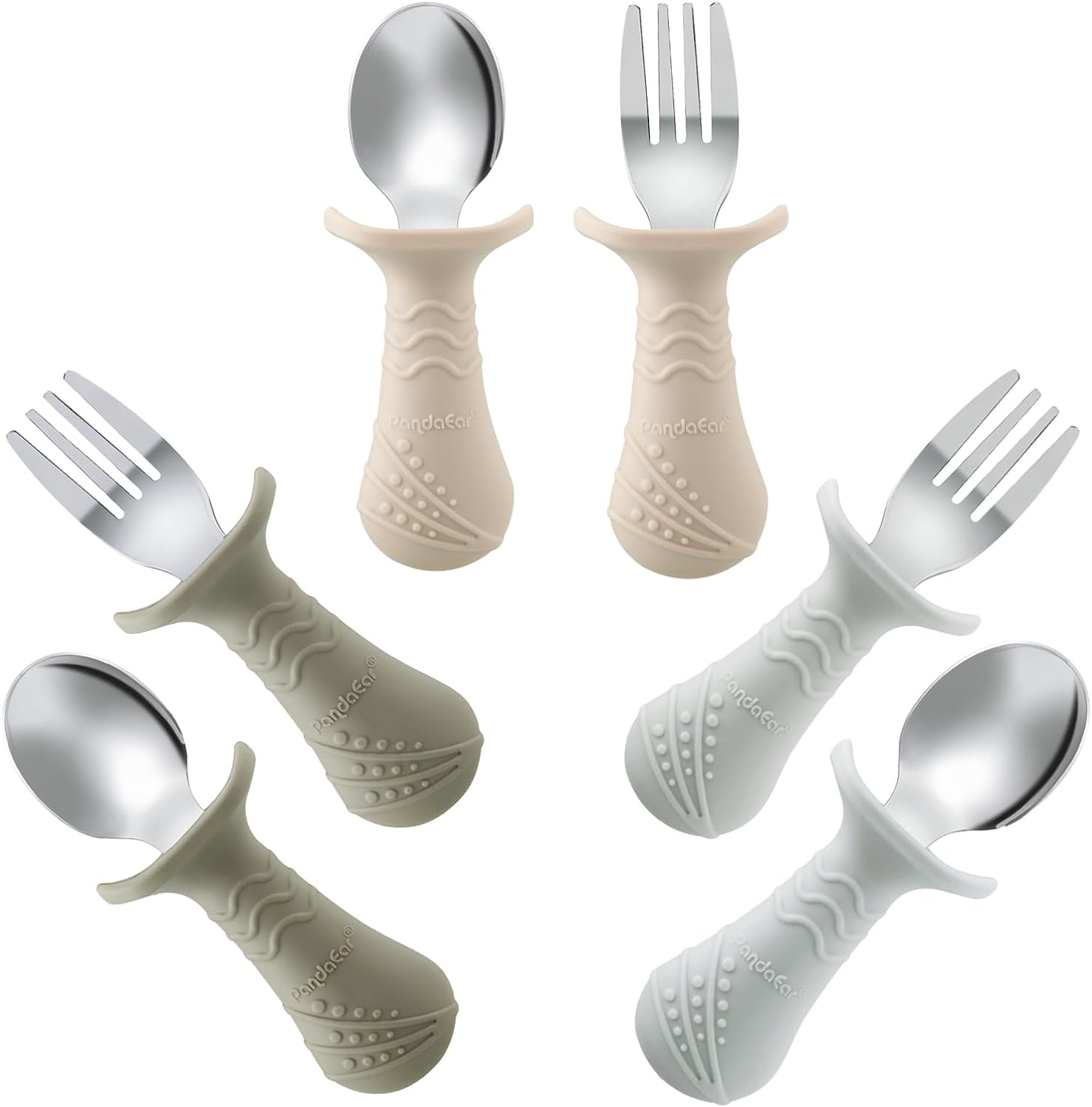 PandaEar Baby Toddler Fork and Spoon Utensil Set, 6 Pack Silicone Stainless S... - Picture 11 of 14