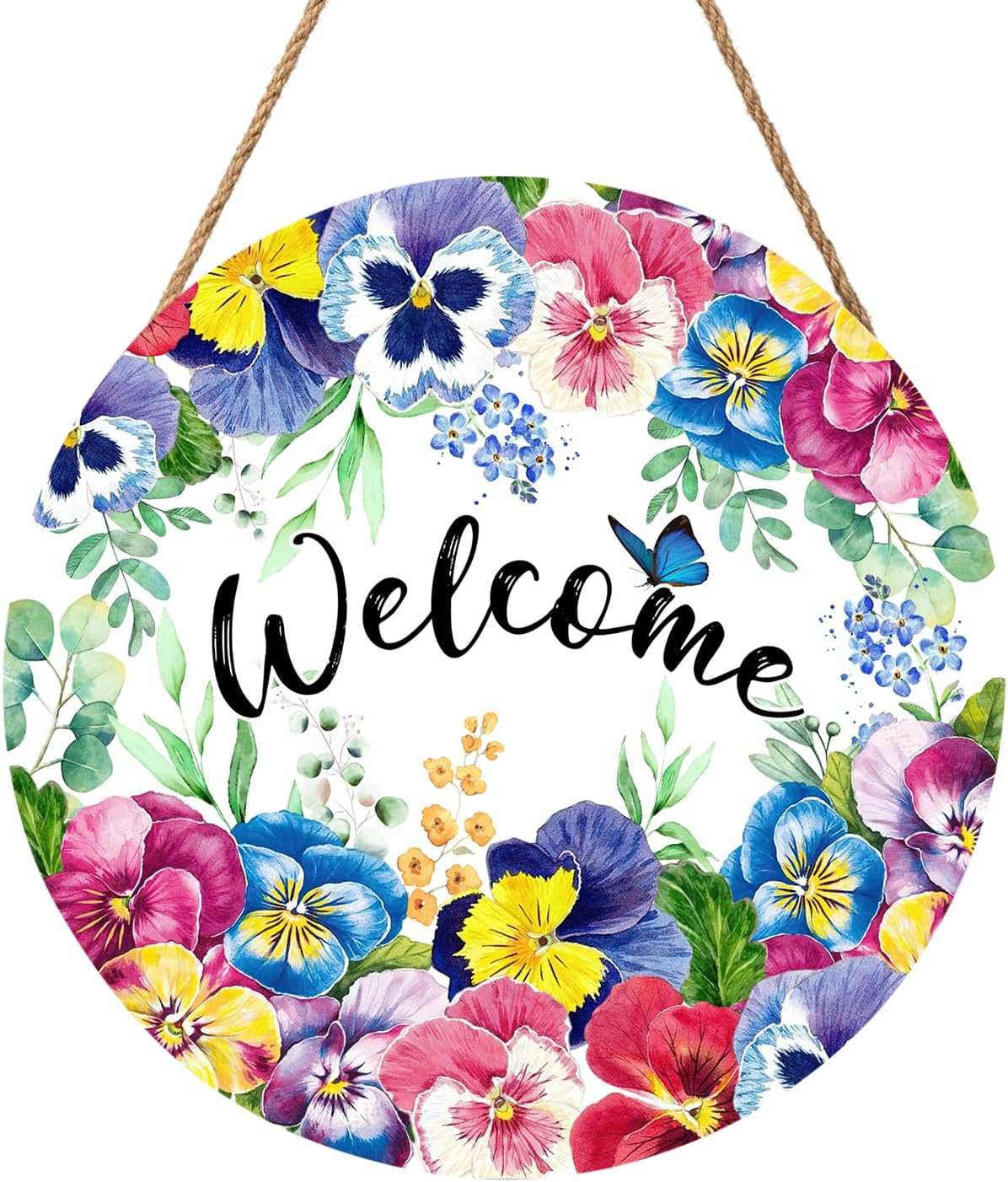 Welcome Spring Summer Floral Flowers Wreaths Sign for Front Door Decor Farmhouse