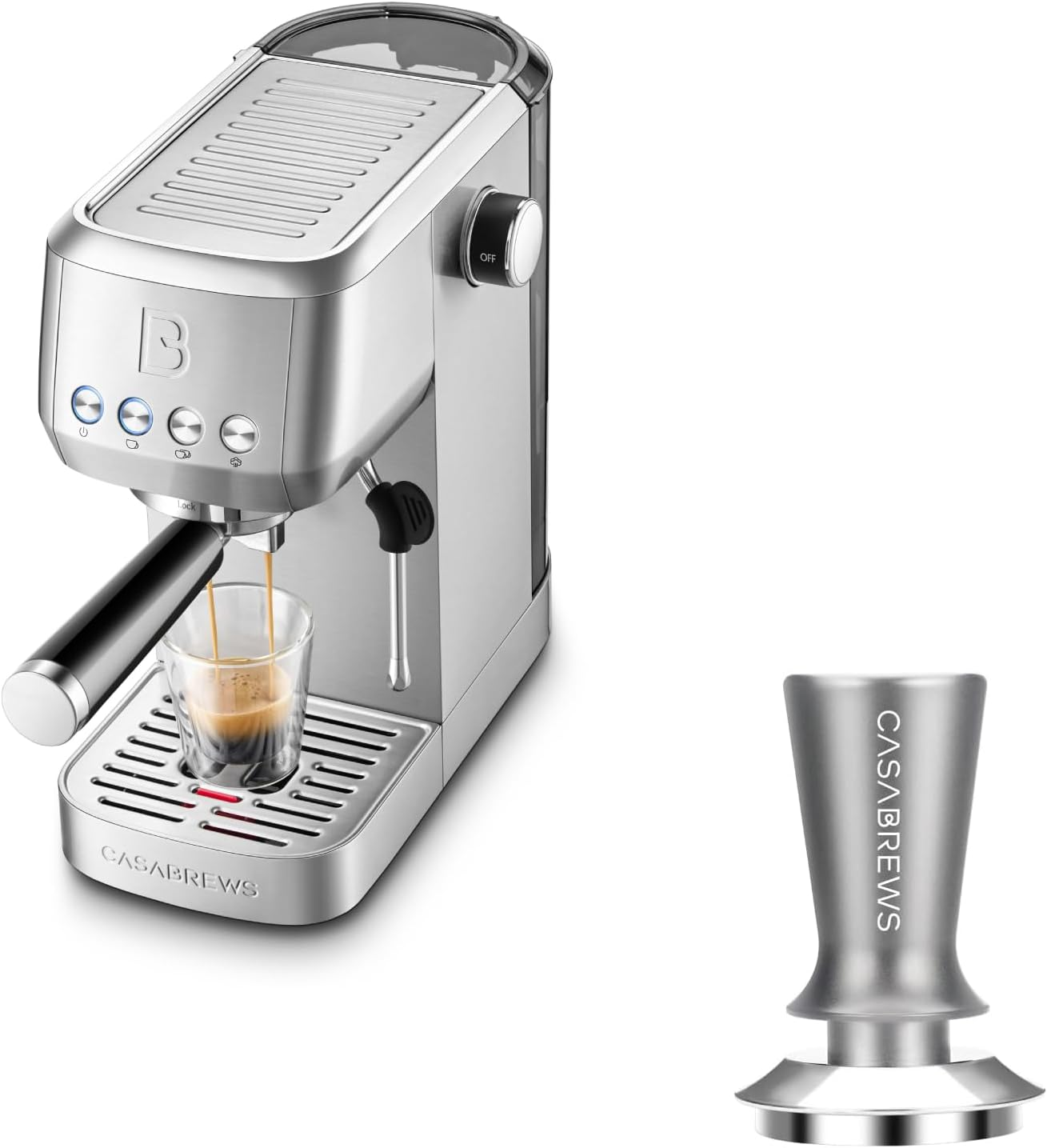 20 Bar Espresso Machine with Tamper - Professional Grey Maker