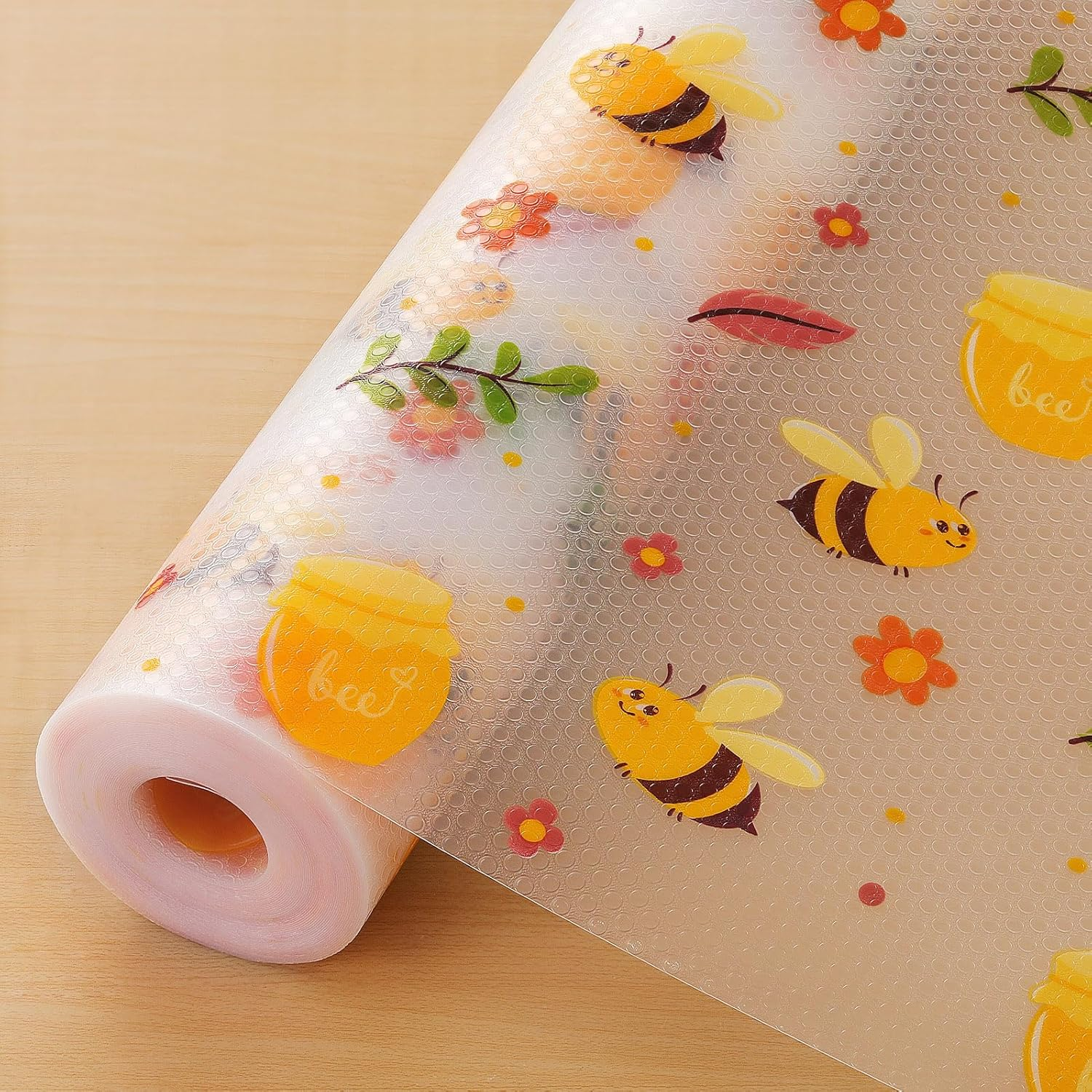 Shelf Liner – Non-Slip Cabinet & Drawer Liner for Kitchen – Non-Adhesive Waterproof Shelf Paper with Modern Pattern – Durable EVA Cabinet Mat – Easy to Cut (Amber,11.8