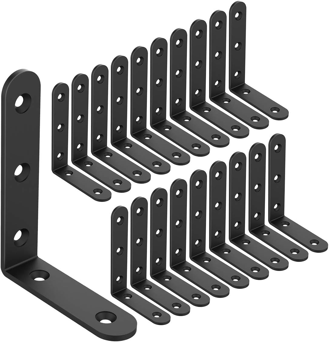 20 PCS L Corner Brace Heavy Duty Shelf Brackets 4 x 3 In L Joint Angle FREE SHIP