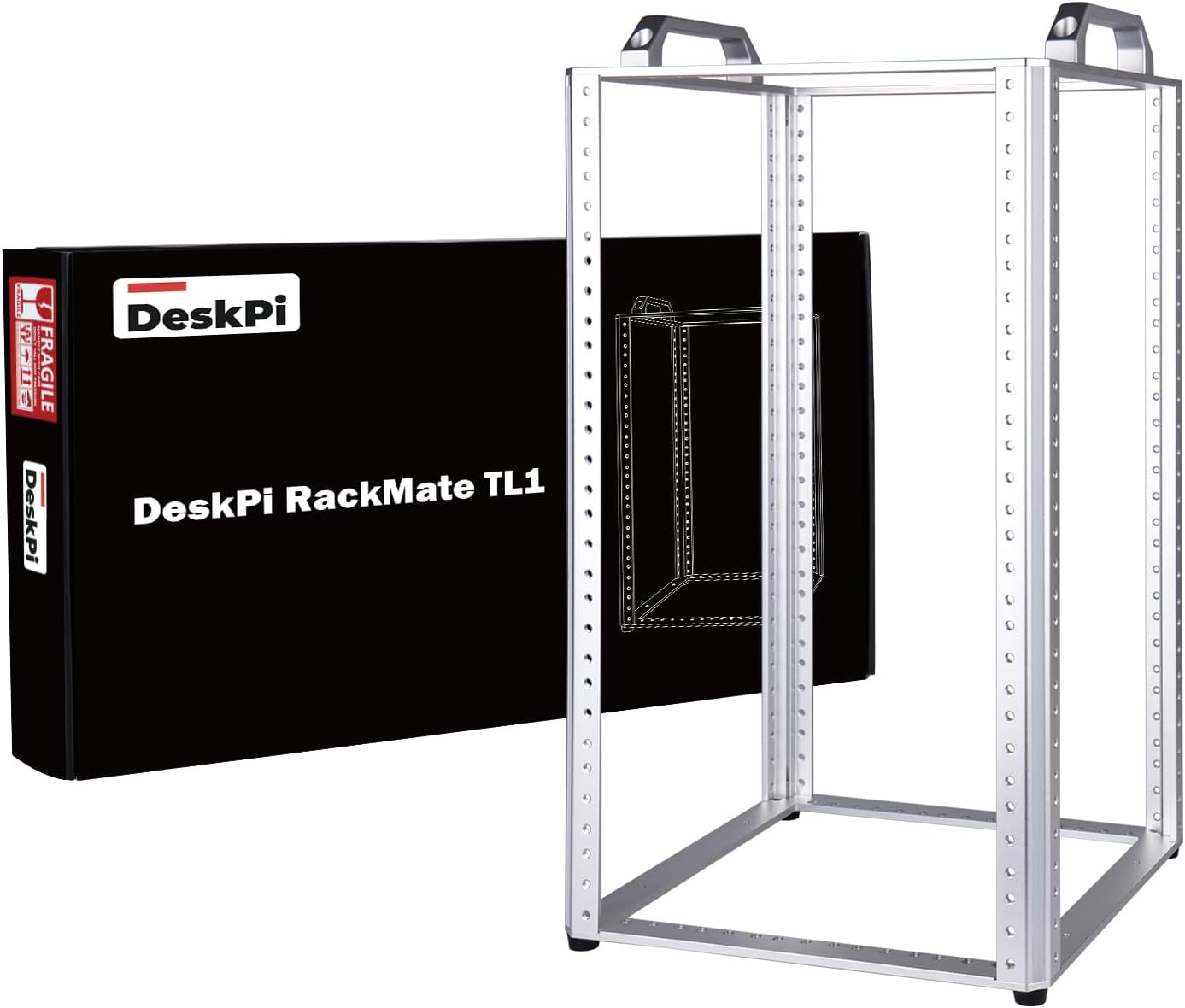 Deskpi Rackmate TL1, 10 Inch 10U Mini Server Rack for Network, Servers, Audio, and Video Equipment, Open Frame Aluminum Alloy Rack