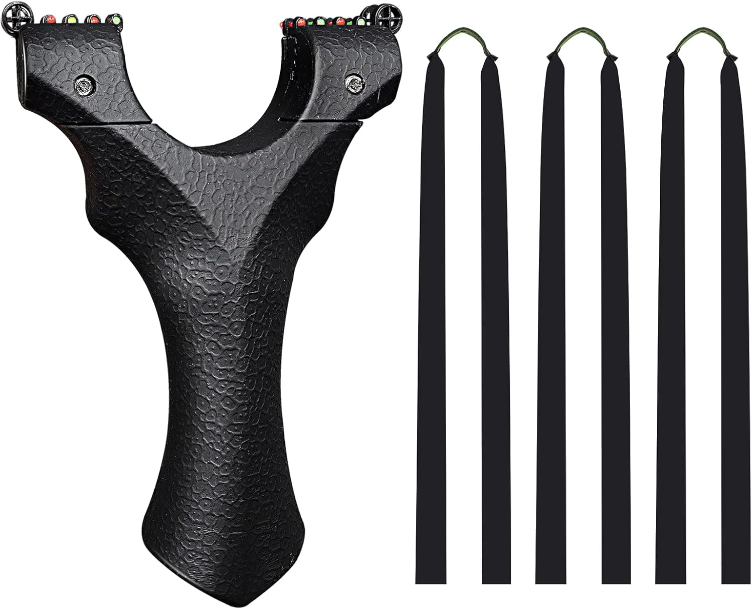 Flat Band Slingshot Hunting Catapult with 3Pcs Black Flat Rubber Bands 10 Aiming Point Outdoor Game Shot Adult Toy