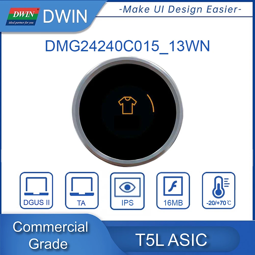 1.54 Inch Display UART Circular Rotary Screen With Encoder Shell 240*240 Pixels No Touch Panel DMG24240C015_13WN