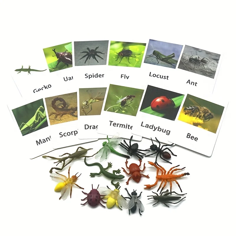 Montessori Animal Matching Card,Language Learning Cognitive Kids Educational Toy Insect Farm Zoo Preschool Toddler 1 2 Years Old
