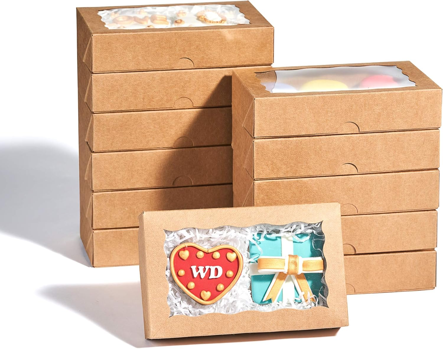 RomanticBaking 50 Pack DIY Assembly White 7 x 4 3/8 x 1½ inches Cookies Boxes... - Picture 10 of 19