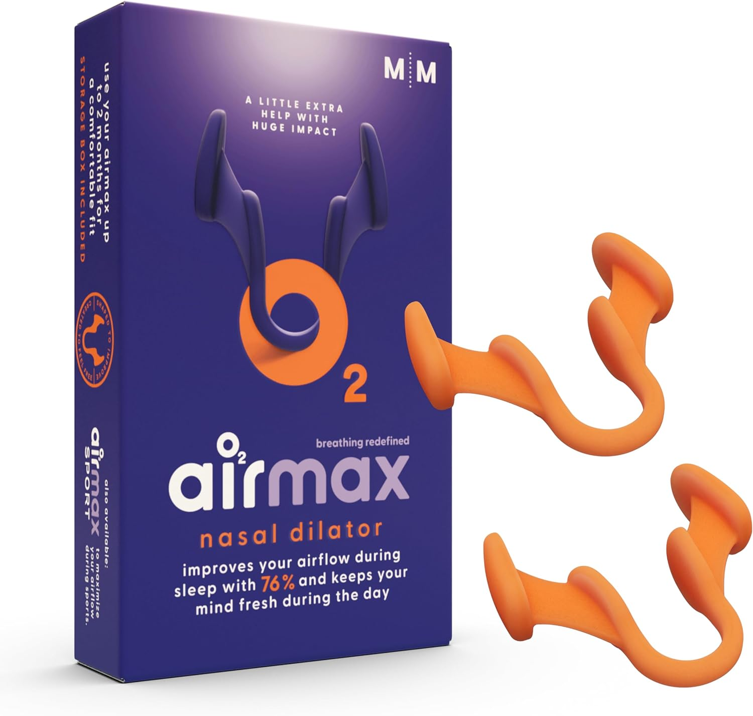 Air Max Nasal Dilator | anti Snore Devices for Men and Women | 2 Pack Medium | 76% More Air for Better Breathing, Sleep Aid & Snoring Relief | Reusable