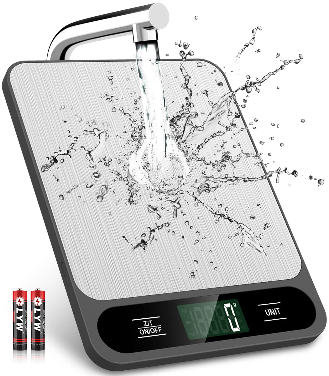 Mik-Nana Food Scale, 10Kg/22Lb Digital Kitchen Scale Weight Grams and Ounces for Baking Cooking Coffee Package Postage, 6 Units with Tare Function, LCD Display, Easy Clean Stainless Steel
