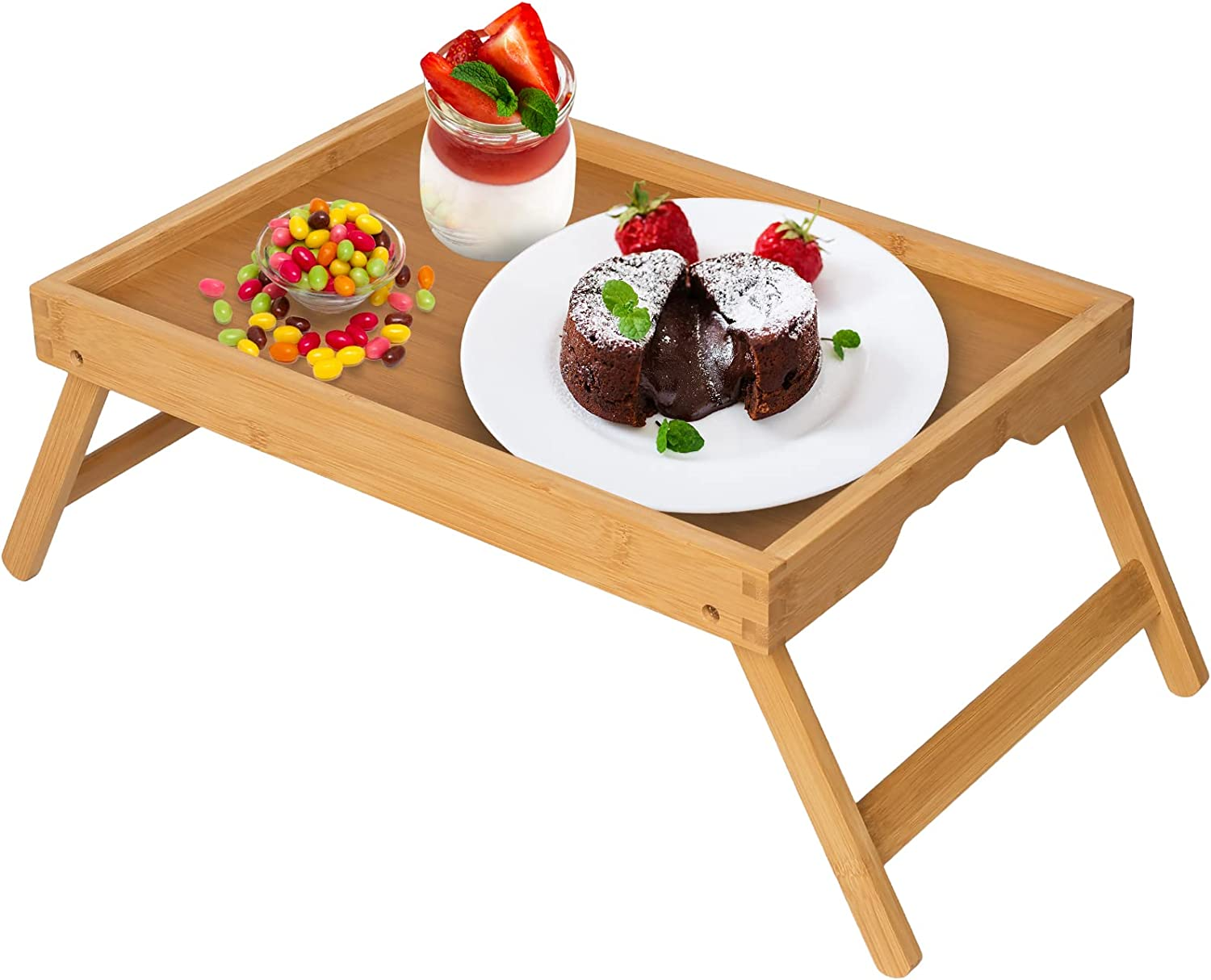 Bamboo Bed Tray Foldable Lap Desk Portable Laptop Breakfast Food Dinner Table