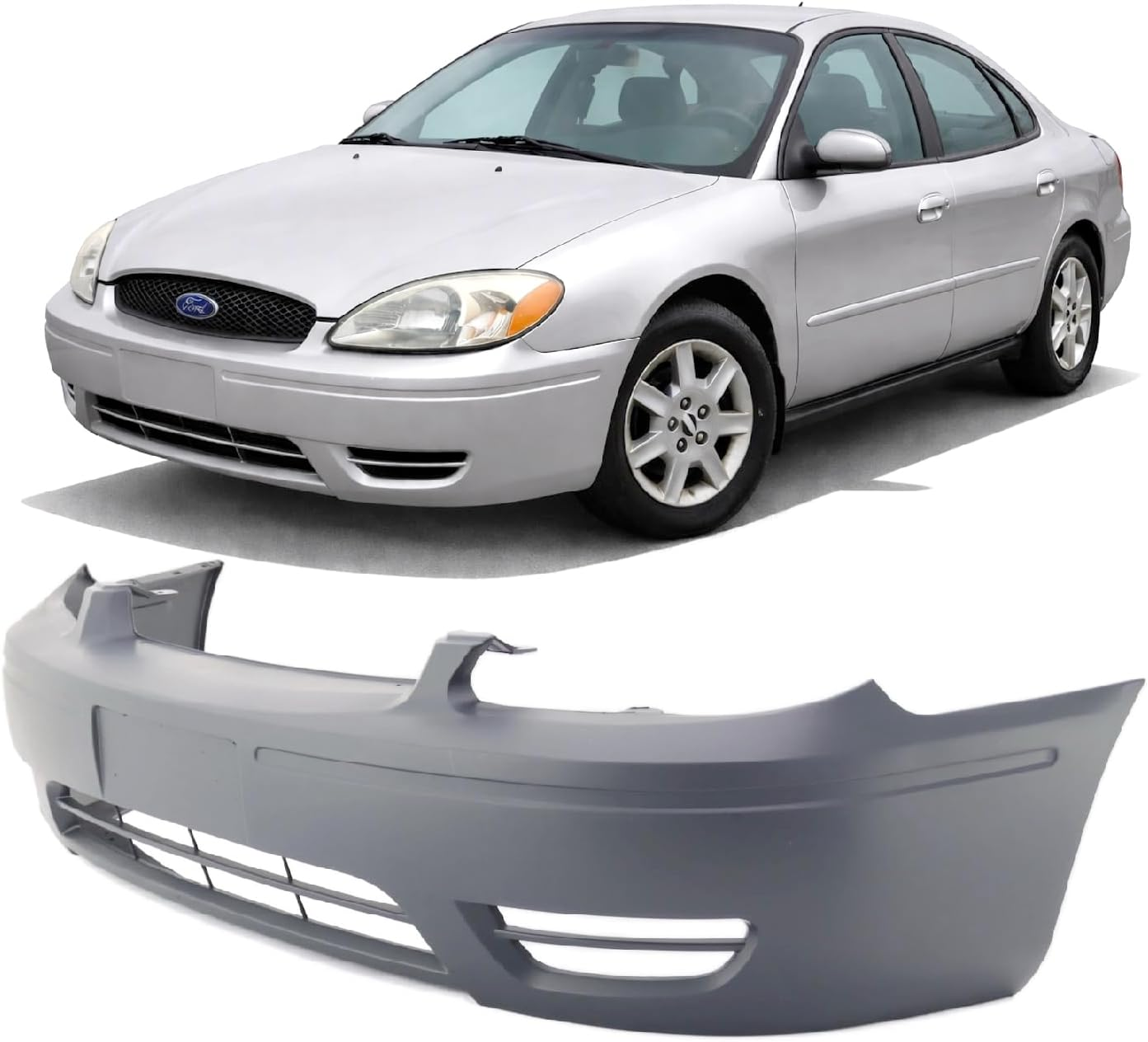 Compatible with Front Bumper Cover 2004 2005 2006 2007 Ford Taurus SE SEL LX Wagon 04 05 06 07. New, Primed. W/O Fog Light & Parking Aid Sensor Holes. FO1000550