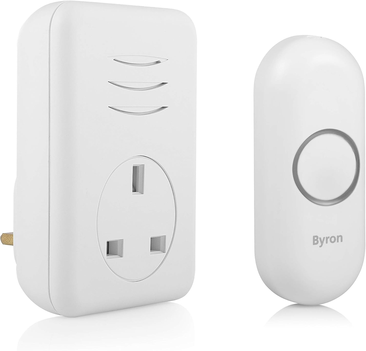 Byron Wireless Doorbell Set, Plug-Through Chime, 150M Range, 16 Melodies, DBY-22313UK