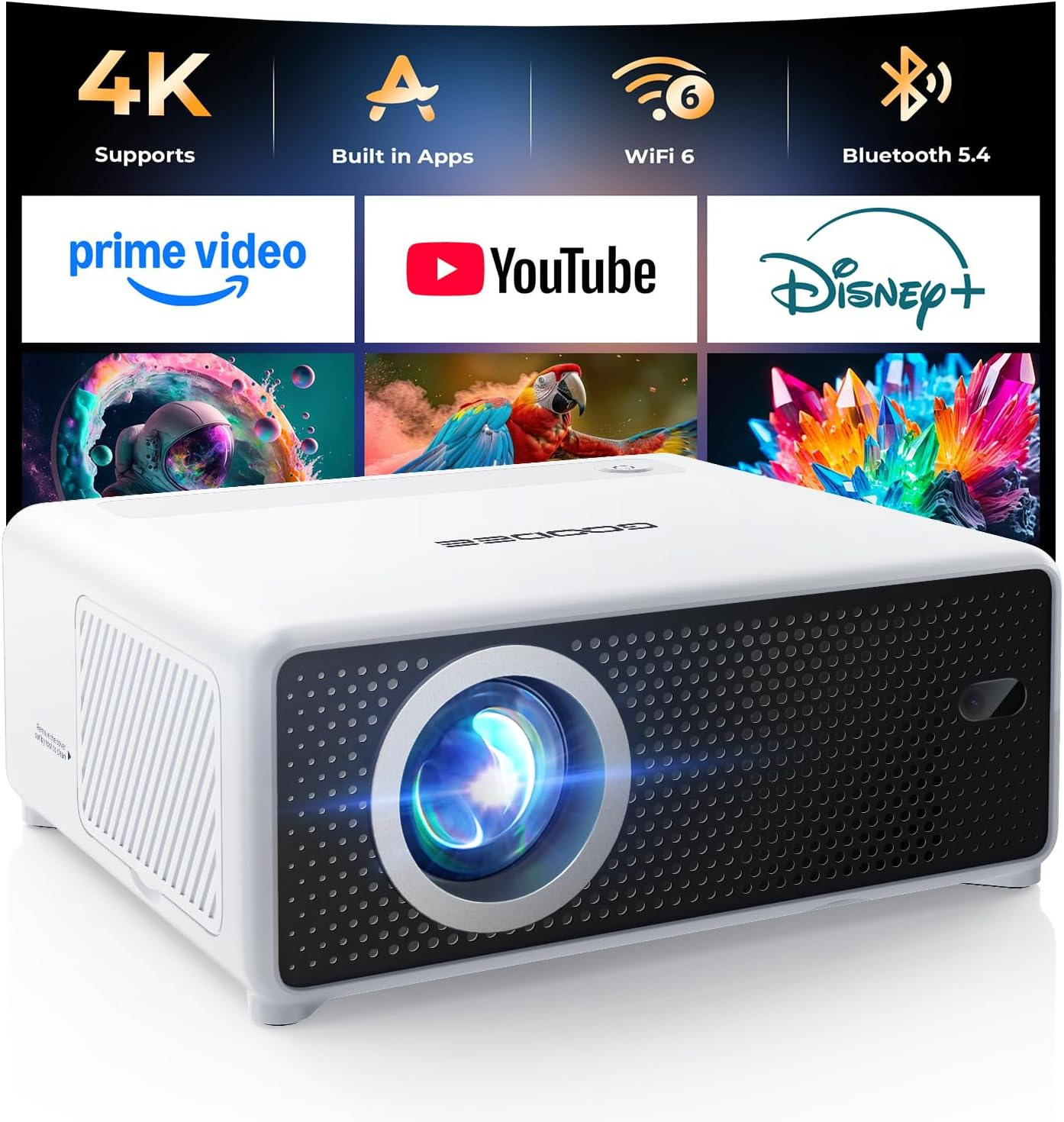 Mini Smart Projector with Wifi and Bluetooth - Compatible with Netflix/Youtube/P