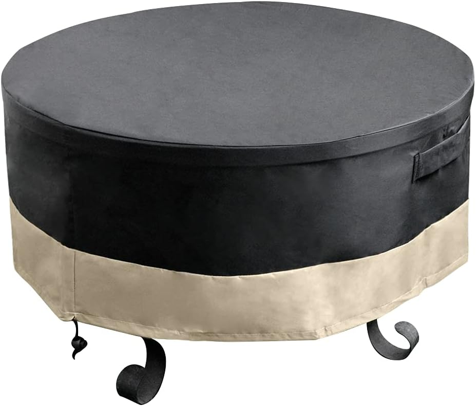 Stanbroil 60 Inch round Fire Pit Cover, Full Coverage Fire Pit Table Cover, Patio Furniture Cover with Durable and Water Resistant Fabric, Black
