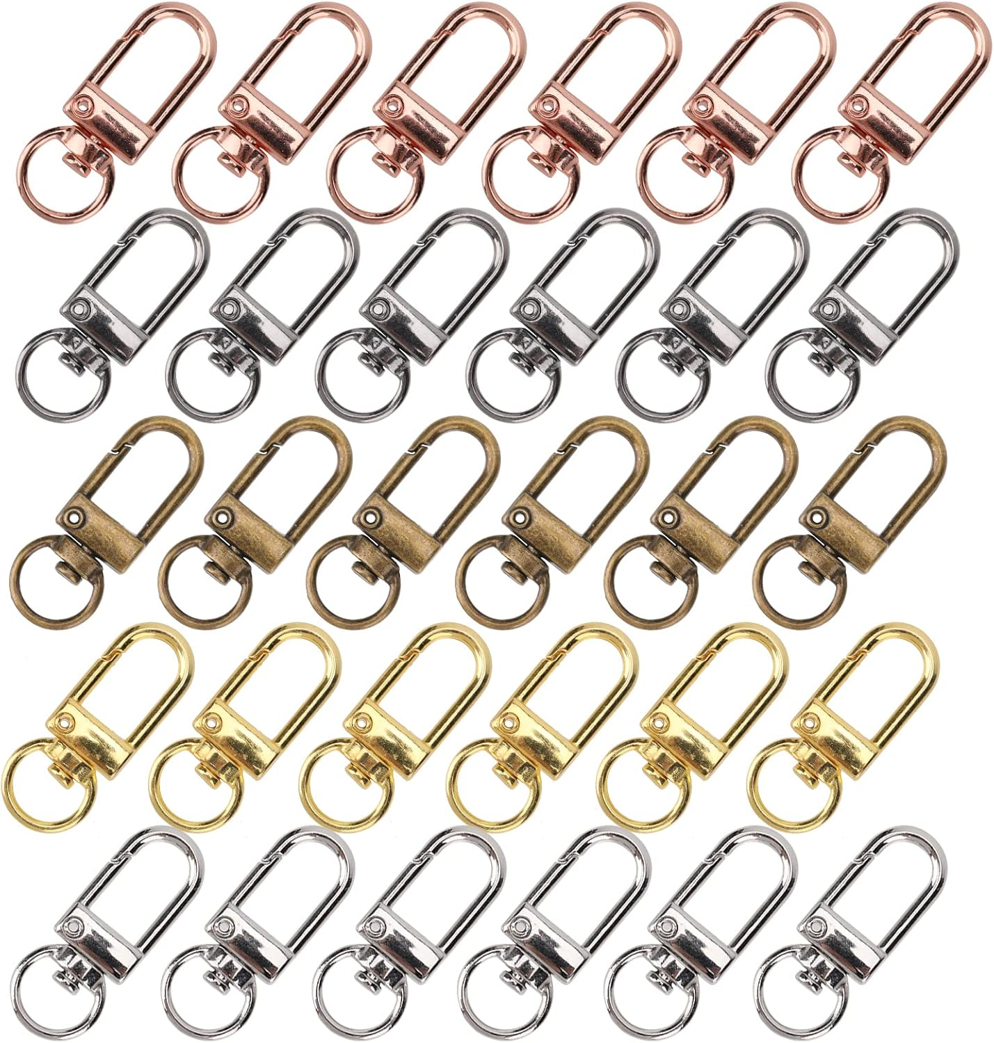 30pcs Metal Lobster Claw Clasps Swivel Lanyards Trigger Snap Hooks Strap for Jewelry Purse Making DIY Bags Keychain Key Rings Art Crafts (Multicolour)