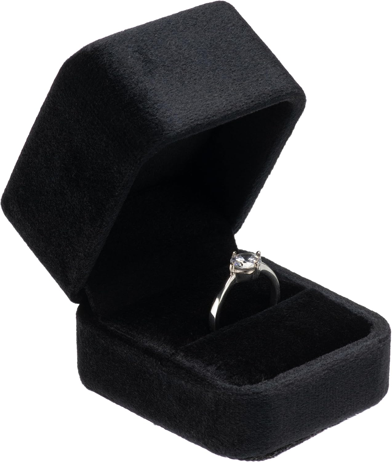 Velvet Single Ring Box Case Holder for Engagement Proposal Birthday Wedding,Jewelry Ring Gift Box Jewelry Packaging Box (Black)