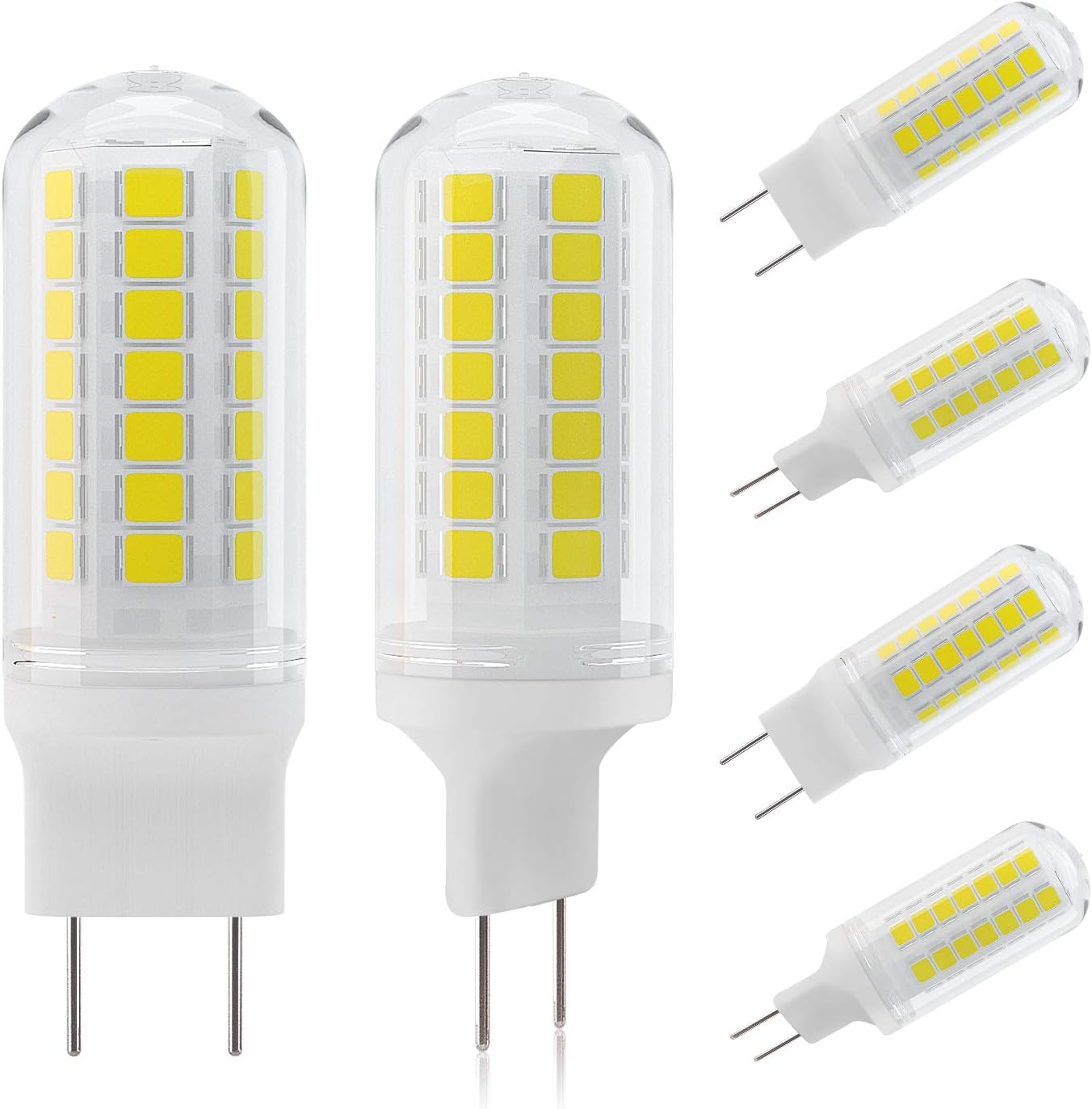 G8 LED Bulb 4W Flat Base, 40W Halogen Equivalent, 450LM, Daylight White 5000K, Non-Dimmable Bi-Pin Replacement Bulb for under Counter, Under-Cabinet Light and Puck Light, 6-Pack