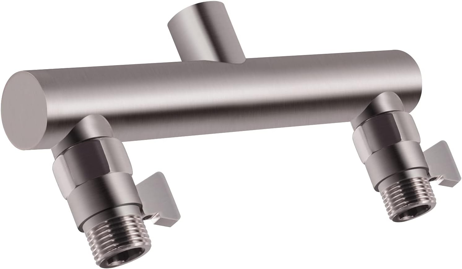Shower Head Manifold with Double Outlet and Shut off Valves for Dual Sprayer Showering System,Can Connect Two Showerheads,Brushed Nickel,Stn02