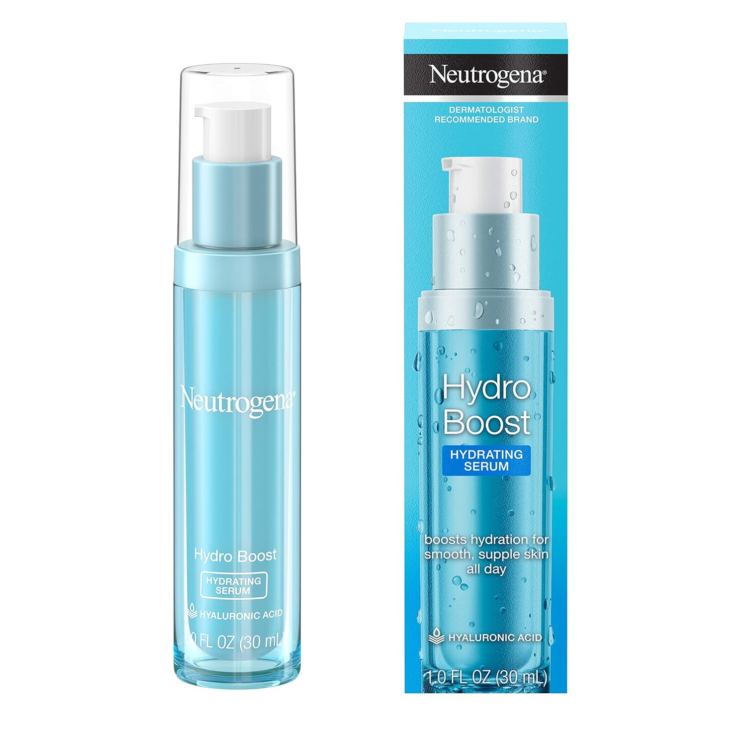 Neutrogena Hydro Boost Hydrating Hyaluronic Acid Serum, Oil-Free and Non-Comedogenic Face Serum Formula for Glowing Complexion, Oil-Free & Non-Comedogenic, 1 Fl. Oz