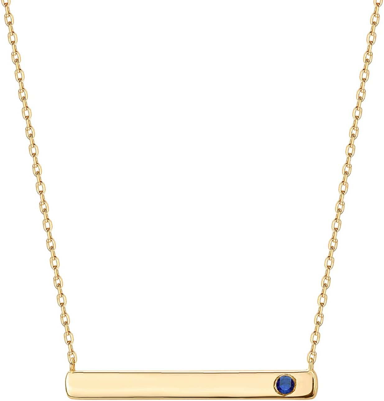 14K Gold Plated Crystal Birthstone Bar Necklace | Dainty Necklace | Gold Necklaces for Women