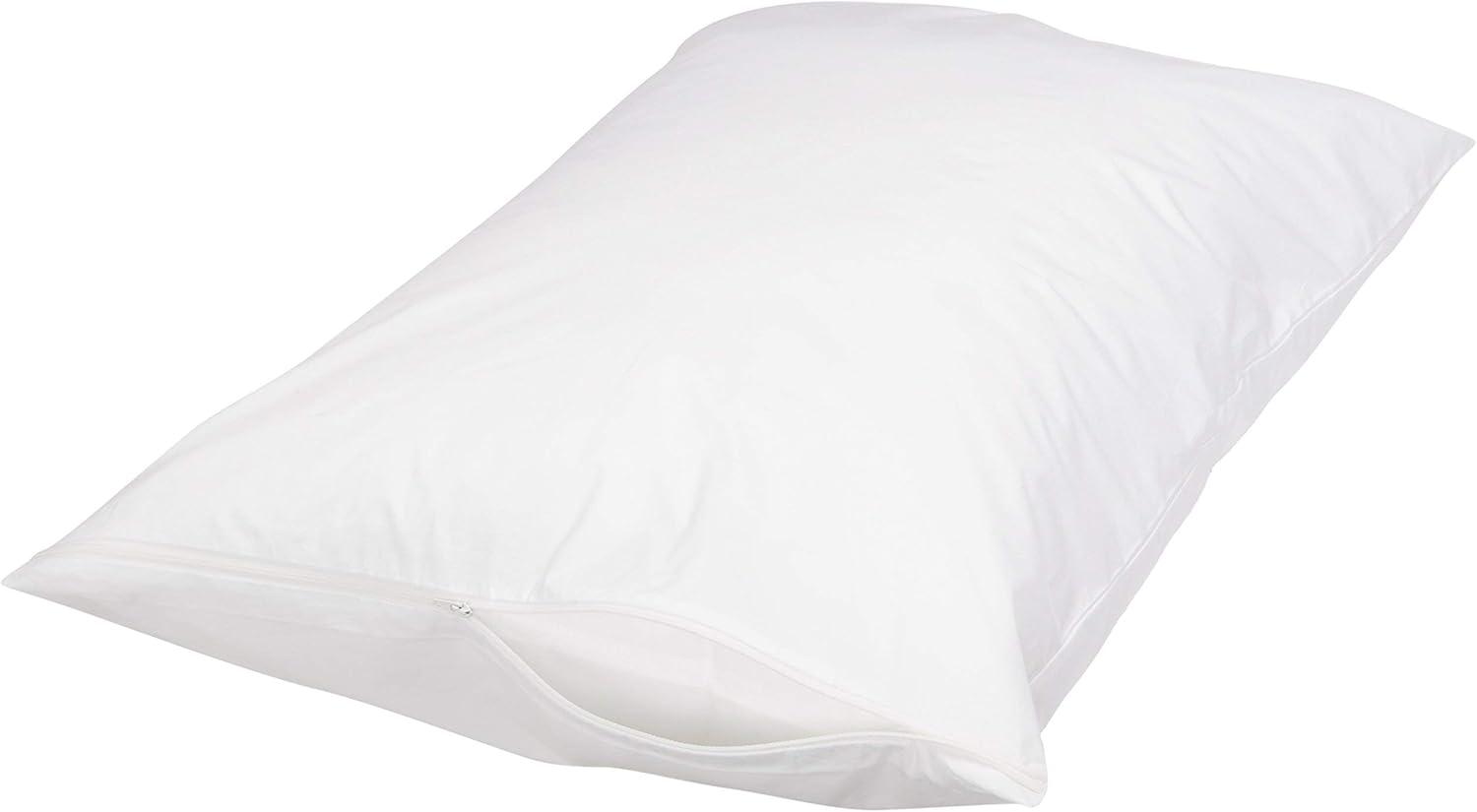 Amazon Basics Queen Pillowcase with Zipper, 100% Cotton Hypoallergenic, Pillow Protector, White (31 x 21 Inches), Pillows Not Included
