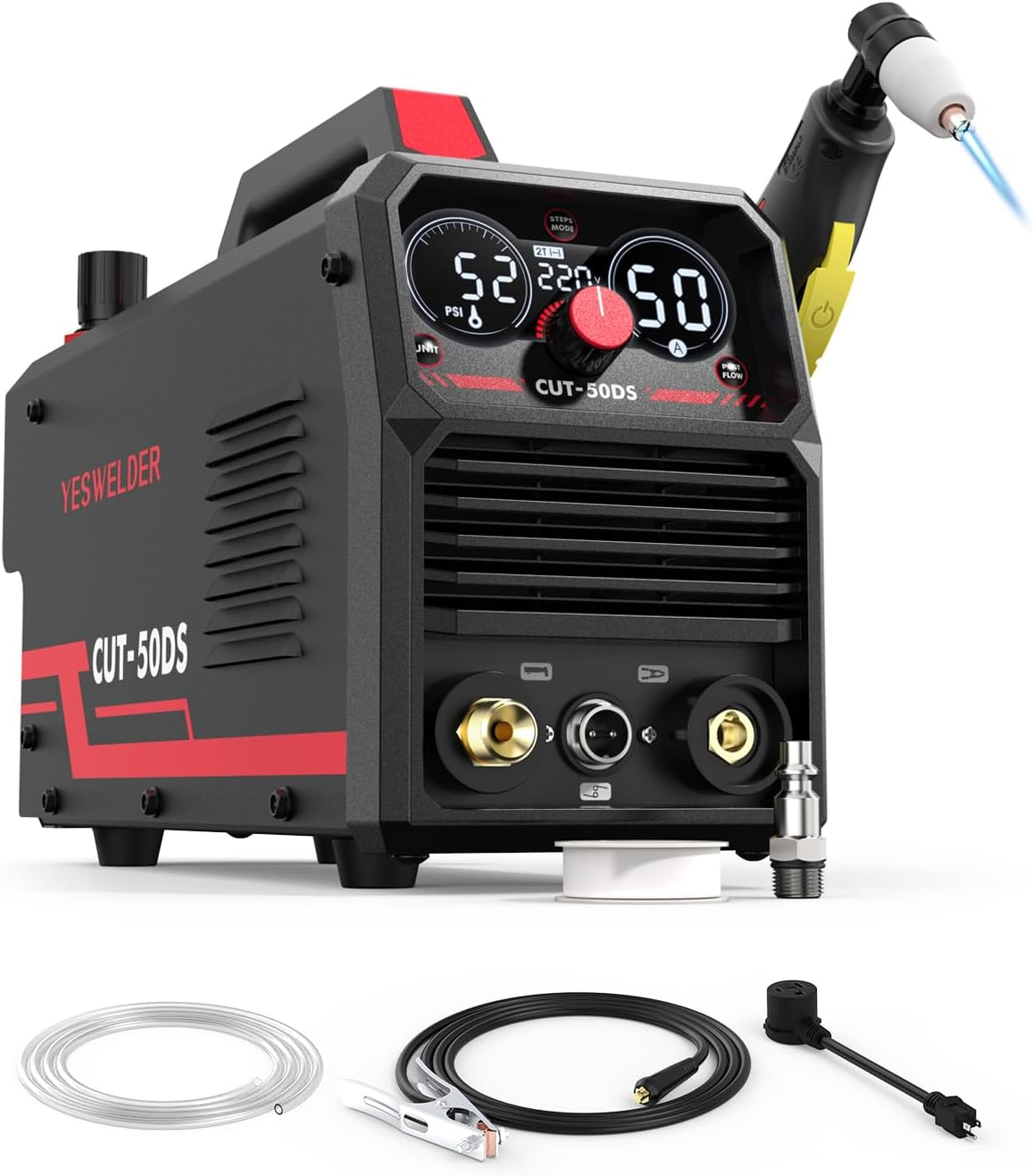 110/220V Dual Voltage CUT-50DS Plasma Cutter, 50Amp Air Power Large Digital Display  IGBT Inverter Plasma Cutting Machine