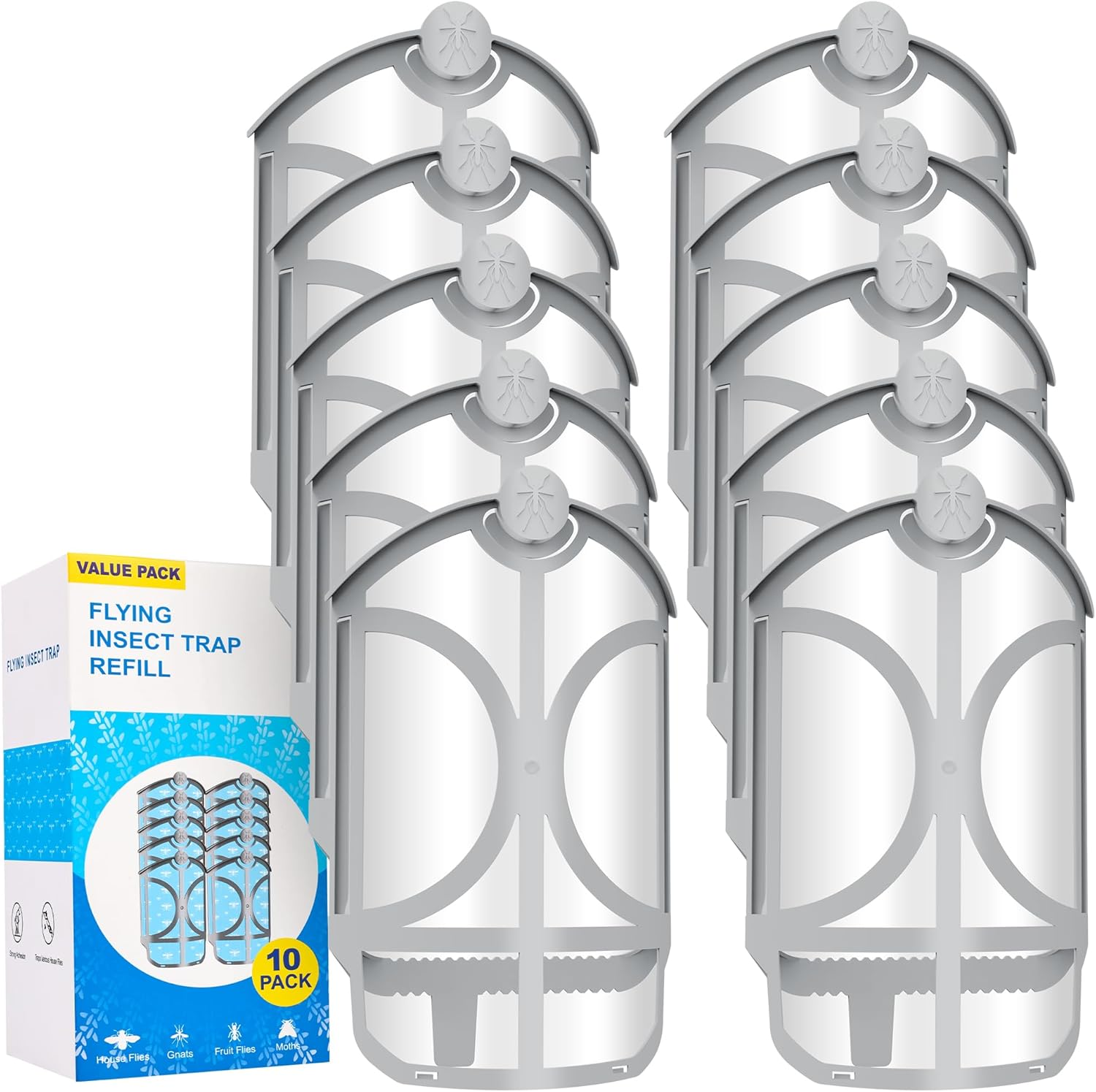 10 Pack Flying Trap Refills Compatible with Zzevo Flying Insect Trap Refill, Insect Replacement Kit for M364 M364A and Max Fully Compatible Size (10 Pcs Refill)