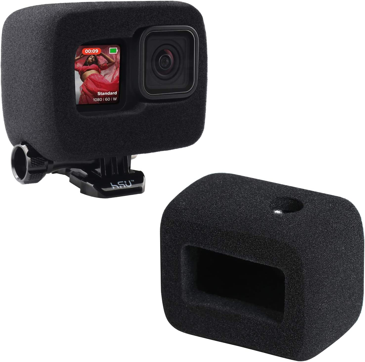 HSU Windslayer Cover for Gopro Hero 13/12/11/10/9 Black, Windslayer Cover Housing Frame Case, Video Noise Reduction Accessory (2 Pack)