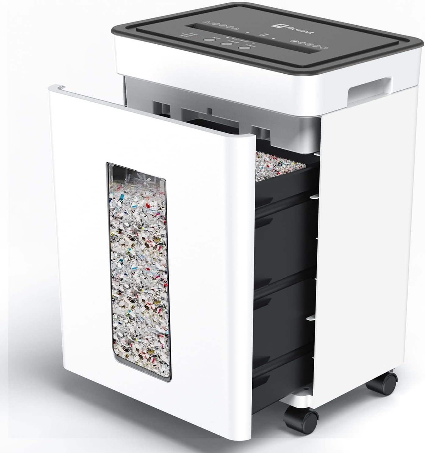 Heavy Duty Paper Shredder Micro-Cut High Security Level P-4/12 Sheets 10-Minutes Running Time/Auto Reverse/ 5.3-Gallon Pull Out Bin, Anti-Jam & Quiet Shredder for Office Home (White)