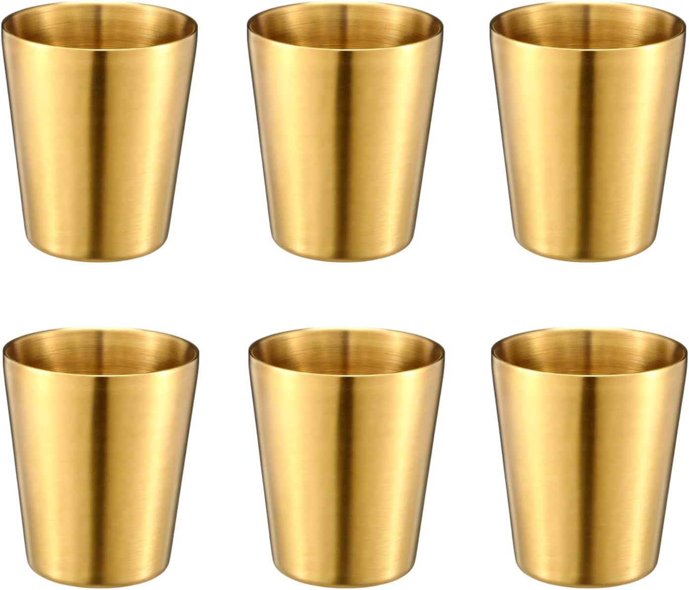 6 Pieces 8.8 Oz Stainless Steel Cups, Double Wall Insulated Stackable Metal Tumblers, Reusable Drinking Cups for Camping, RV, Office, Home, BBQ Party(Gold)