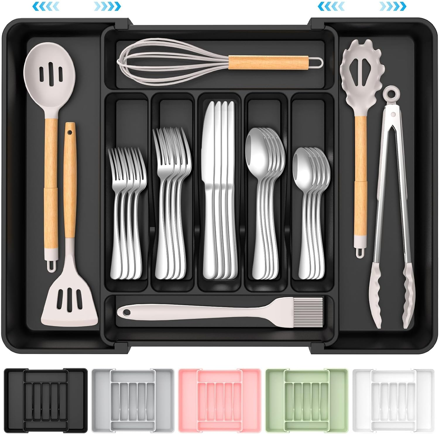 Expandable Silverware Drawer Organizer Utensil Tray Adjustable