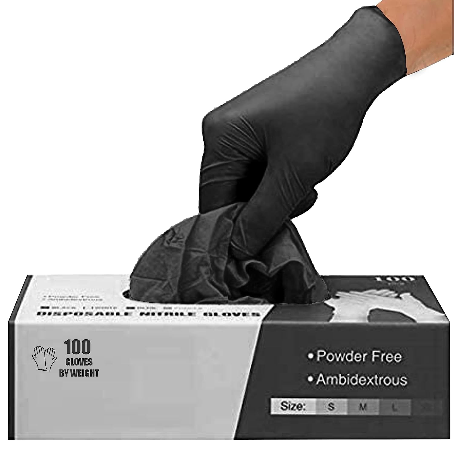 Black Nitrile Disposable Gloves Latex-Free, Powder-Free, Pack of