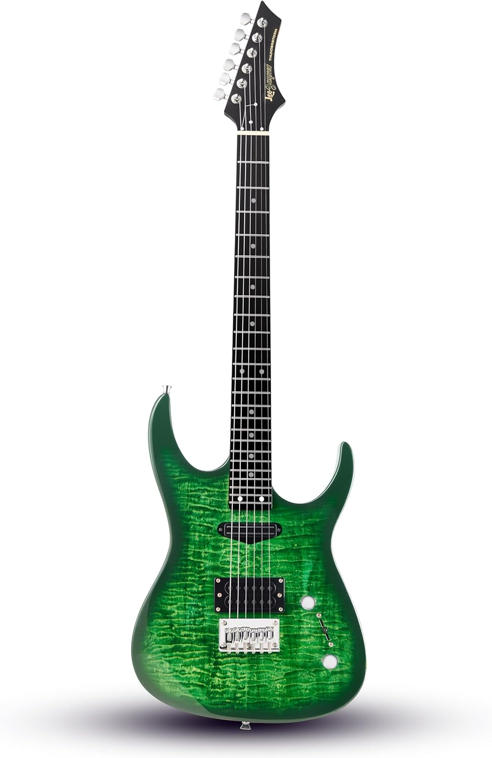 ギター 0213 Leo Jaymz Thunderstorm ST Electric Guitar Green Flame 24 Frets