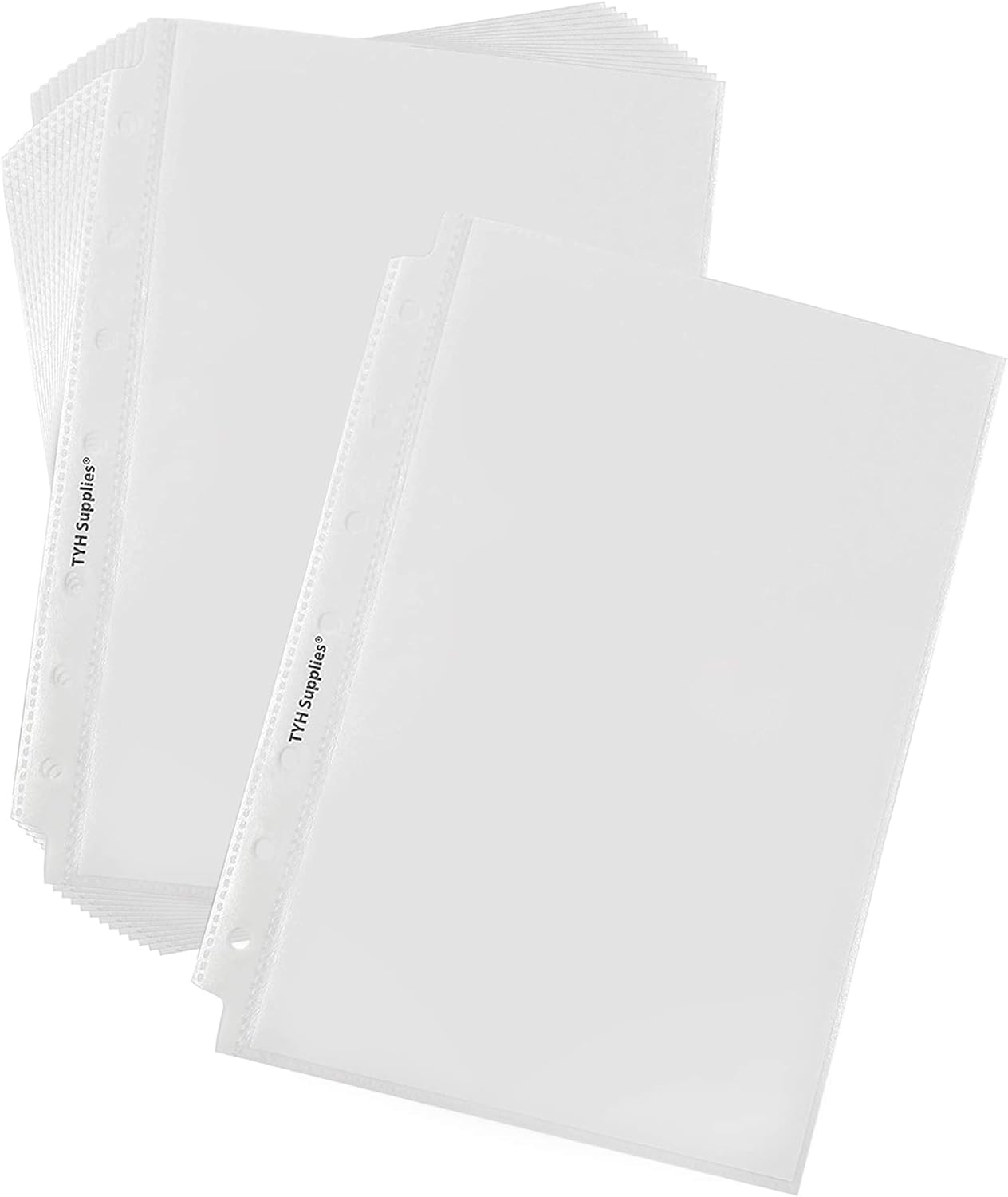 100 Heavy Weight Mini Sheet Protectors for Binder | 5.5 X 8.5 Inch | Clear Non Glare 7 Hole Plastic Half Page Protectors for Home, Office, and School | Top Loader Plastic Sleeves