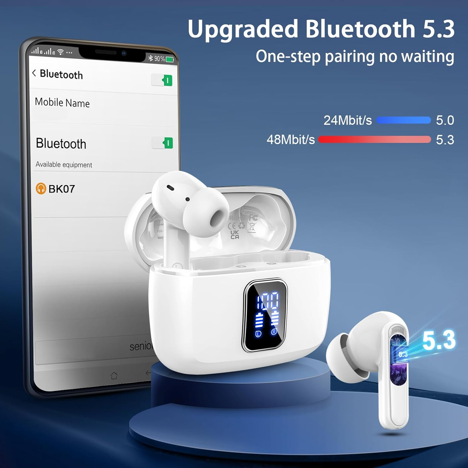 Wireless Earbuds Bluetooth 5.3, 4 ENC Noise Cancelling in Ear Headphones with... - Picture 5 of 15