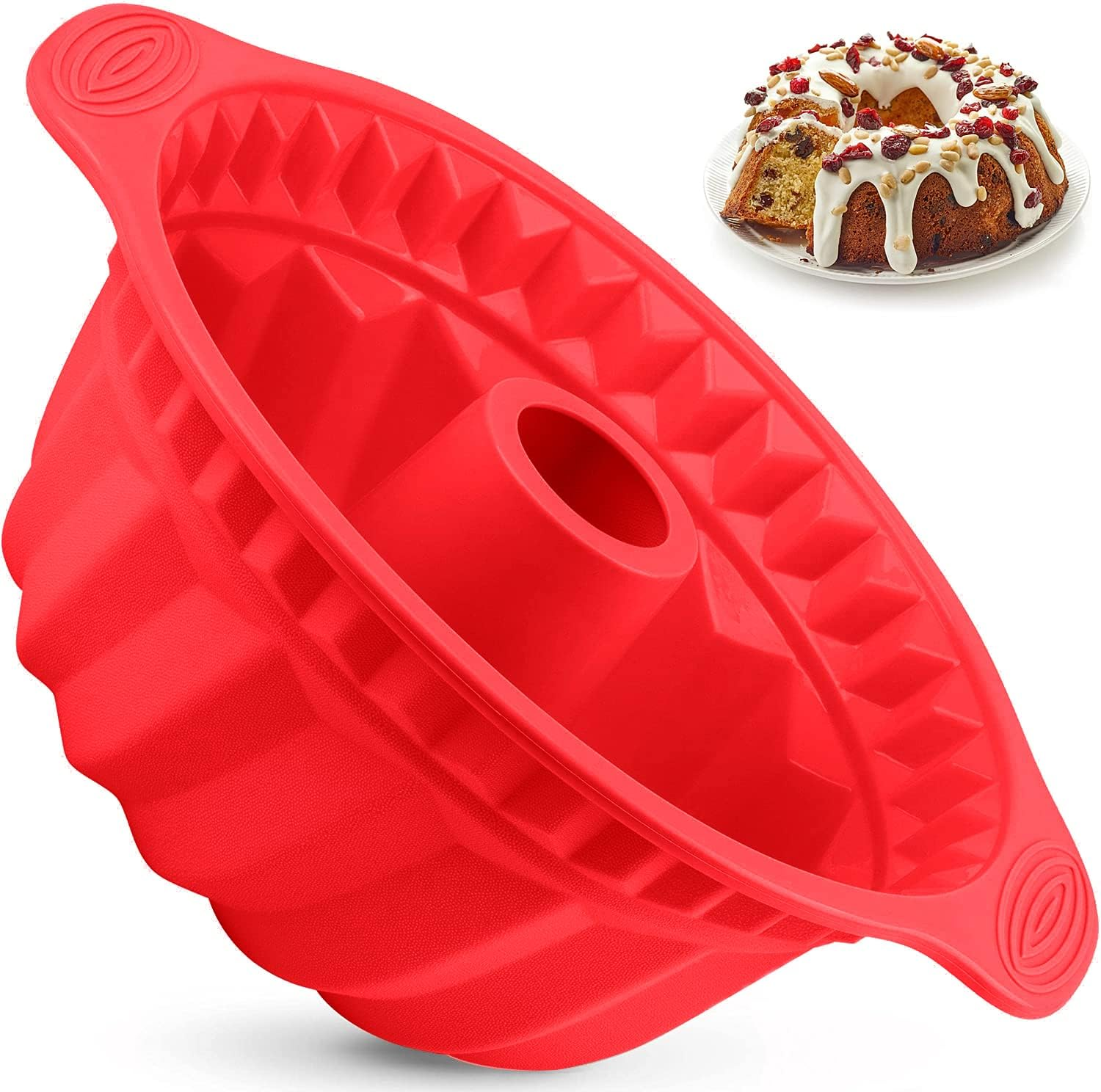 Molde silicona 95 pulgadas antiadherente con mango para pastel y gelatina rojo