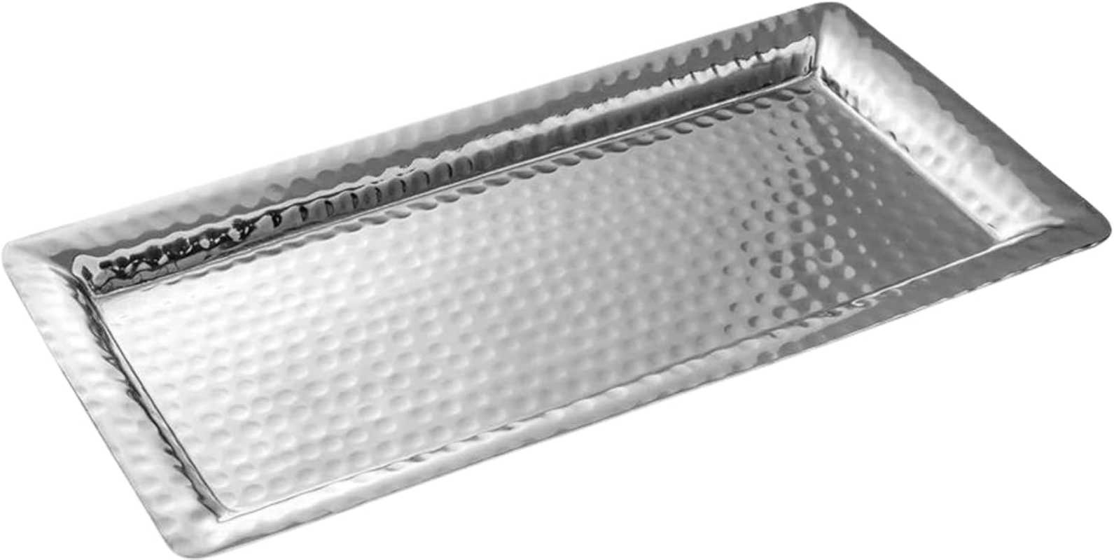 40301 Hand Hammered Metal Decorative Vanity Platter Tray - Kitchen Bathroom Counter Storage Counter Organizer - 12 Inch Nickel Finish - Metal Trays Decorative - Hammered Serving Tray